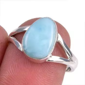 Natural Republic Larimar Gemstone 925 Solid Sterling Silver Gift Ring S.8 G2A28