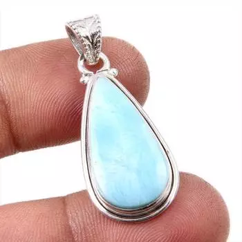 Natural Republic Larimar Gemstone 925 Solid Sterling Silver Pendant 1.5 Q6b46