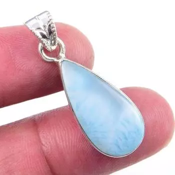 Natural Republic Larimar Gemstone 925 Solid Sterling Silver Pendant 1.25 L3y48