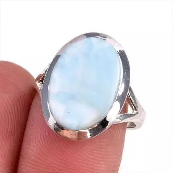 Natural Republic Larimar Gemstone 925 Solid Sterling Silver Gift Ring S.8 H3U67