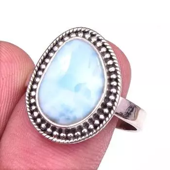 Natural Republic Larimar Gemstone 925 Solid Sterling Silver Gift Ring S.9 J9L23