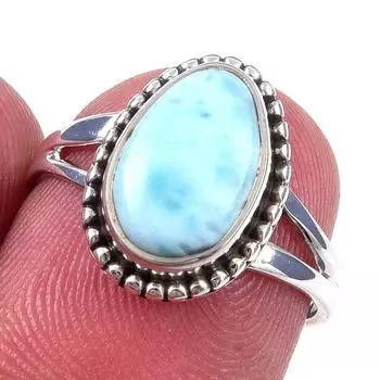 Natural Republic Larimar Gemstone 925 Solid Sterling Silver Gift Ring S.6 D1F10