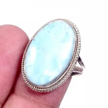 Natural Republic Larimar Gemstone 925 Solid Sterling Silver Gift Ring S.9 C5T81
