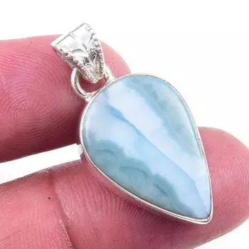 Natural Republic Larimar Gemstone 925 Solid Sterling Silver Pendant 1.25 M6D57