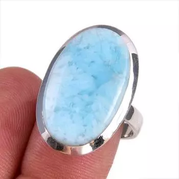 Natural Republic Larimar Gemstone 925 Solid Sterling Silver Gift Ring S.8 D7l13