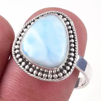 Natural Republic Larimar Gemstone 925 Solid Sterling Silver Gift Ring S.9 n8B99
