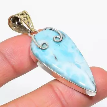 Natural Republic Larimar Gemstone 925 Solid Sterling Silver Pendant 2.25 V3T67