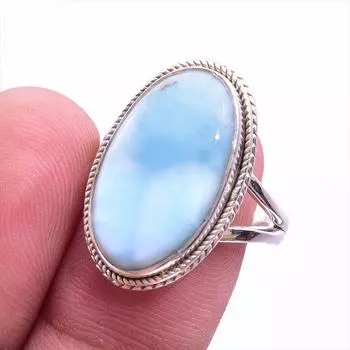 Natural Republic Larimar Gemstone 925 Solid Sterling Silver Gift Ring S.8 O8w27