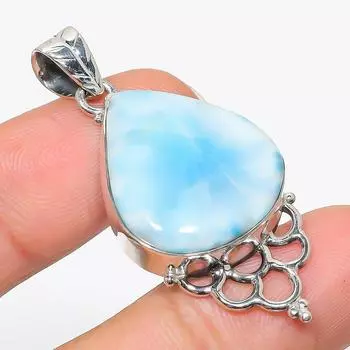 Natural Republic Larimar Gemstone 925 Solid Sterling Silver Gift Pendant 2 w0v80