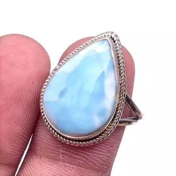 Natural Republic Larimar Gemstone 925 Solid Sterling Silver Gift Ring S.9 R9E72