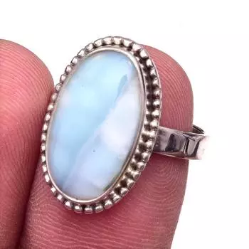 Natural Republic Larimar Gemstone 925 Solid Sterling Silver Gift Ring S.7 Y7t18