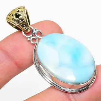Natural Republic Larimar Gemstone 925 Solid Sterling Silver Gift Pendant 2 D7v94