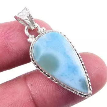 Natural Republic Larimar Gemstone 925 Solid Sterling Silver Pendant 1.50 y9W58