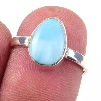 Natural Republic Larimar Gemstone 925 Solid Sterling Silver Gift Ring S.6 a4U11