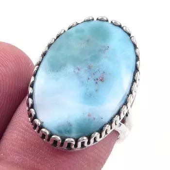 Natural Republic Larimar Gemstone 925 Solid Sterling Silver Gift Ring S.6 z2L22