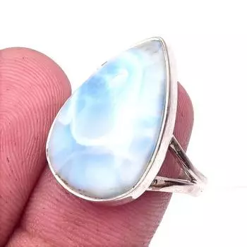 Natural Republic Larimar Gemstone 925 Solid Sterling Silver Gift Ring S.9 s3i51