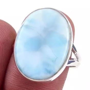 Natural Republic Larimar Gemstone 925 Solid Sterling Silver Gift Ring S.8 J2Y42