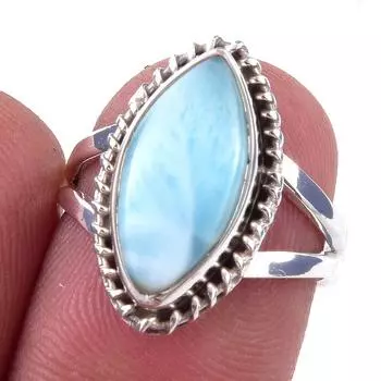 Natural Republic Larimar Gemstone 925 Solid Sterling Silver Gift Ring S.6 M2B45