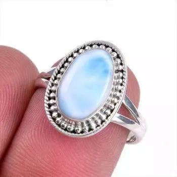 Natural Republic Larimar Gemstone 925 Solid Sterling Silver Gift Ring S.7 R4N42