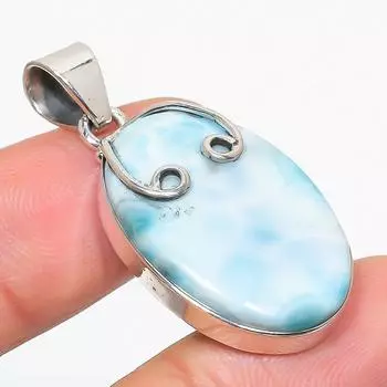 Natural Republic Larimar Gemstone 925 Solid Sterling Silver Pendant 1.75 t9g85