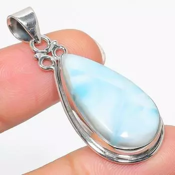 Natural Republic Larimar Gemstone 925 Solid Sterling Silver Pendant 1.75 s4j69