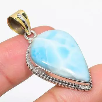 Natural Republic Larimar Gemstone 925 Solid Sterling Silver Pendant 1.75 n9v35