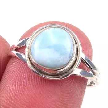 Natural Republic Larimar Gemstone 925 Solid Sterling Silver Gift Ring S.7 C2e39