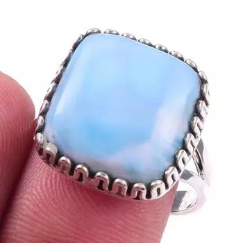 Natural Republic Larimar Gemstone 925 Solid Sterling Silver Gift Ring S.9 A3g16