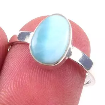 Natural Republic Larimar Gemstone 925 Solid Sterling Silver Gift Ring S.7 D6w57
