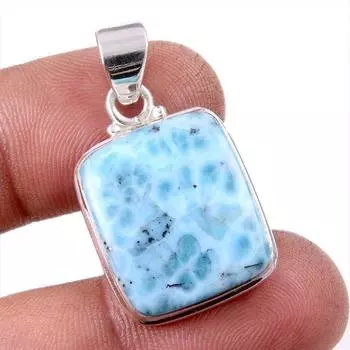 Natural Republic Larimar Gemstone 925 Solid Sterling Silver Pendant 1.25 v5B96