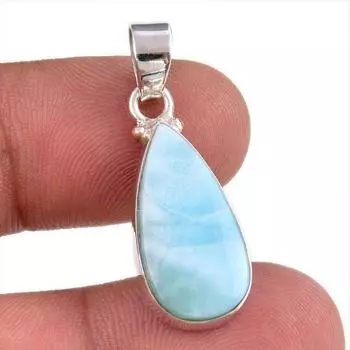 Natural Republic Larimar Gemstone 925 Solid Sterling Silver Pendant 1.25 Z8h95