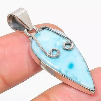 Natural Republic Larimar Gemstone 925 Solid Sterling Silver Pendant 1.75 L8F84