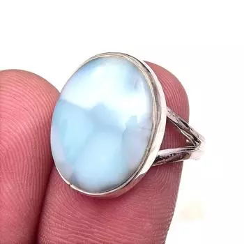 Natural Republic Larimar Gemstone 925 Solid Sterling Silver Gift Ring S.6 m1d48