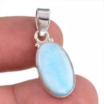 Natural Republic Larimar Gemstone 925 Solid Sterling Silver Pendant 1.25 Z2Y84