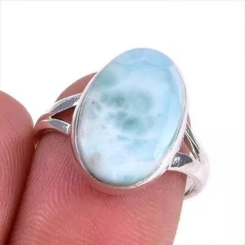 Natural Republic Larimar Gemstone 925 Solid Sterling Silver Gift Ring S.7 q2i17