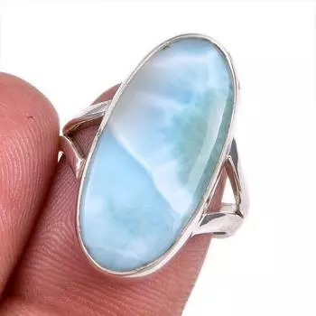 Natural Republic Larimar Gemstone 925 Solid Sterling Silver Gift Ring S.7 n7A14
