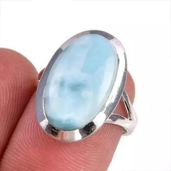 Natural Republic Larimar Gemstone 925 Solid Sterling Silver Gift Ring S.6 K8o44