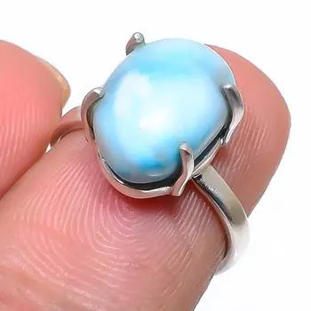 Natural Republic Larimar Gemstone 925 Solid Sterling Silver Gift Ring S.6 A2k34