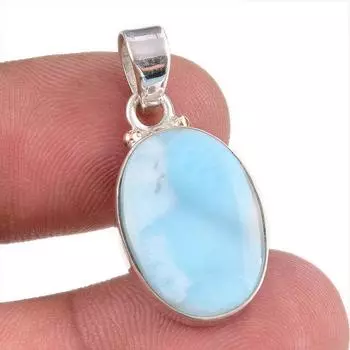 Natural Republic Larimar Gemstone 925 Solid Sterling Silver Pendant 1.25 v0n58