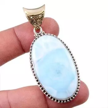Natural Republic Larimar Gemstone 925 Solid Sterling Silver Pendant 2.25 C3h00