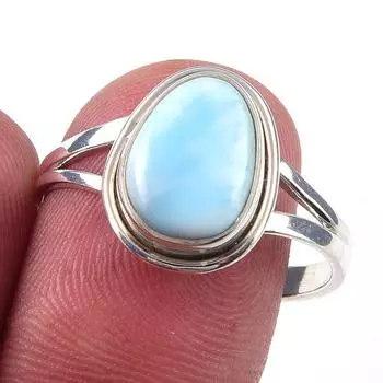 Natural Republic Larimar Gemstone 925 Solid Sterling Silver Gift Ring S.9 o6w32