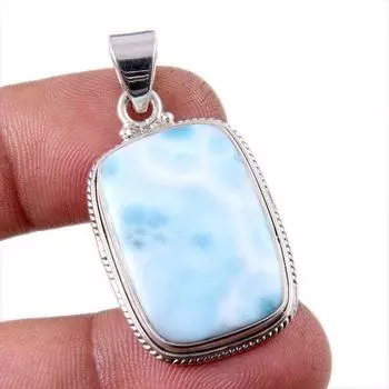 Natural Republic Larimar Gemstone 925 Solid Sterling Silver Pendant 1.75 j0h17