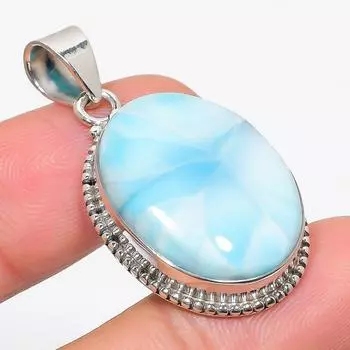 Natural Republic Larimar Gemstone 925 Solid Sterling Silver Pendant 1.75 H2D45
