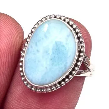 Natural Republic Larimar Gemstone 925 Solid Sterling Silver Gift Ring S.7 q2P43