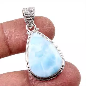 Natural Republic Larimar Gemstone 925 Solid Sterling Silver Pendant 1.5 S3J16