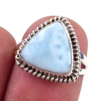 Natural Republic Larimar Gemstone 925 Solid Sterling Silver Gift Ring S.6 l3K15