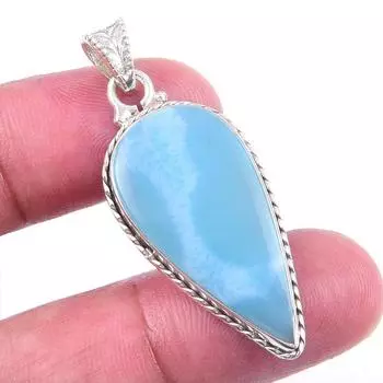 Natural Republic Larimar Gemstone 925 Solid Sterling Silver Pendant 1.75 S8P16