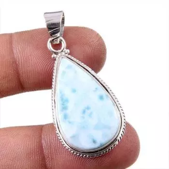 Natural Republic Larimar Gemstone 925 Solid Sterling Silver Pendant 1.75 q7n89