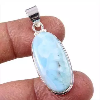 Natural Republic Larimar Gemstone 925 Solid Sterling Silver Pendant 1.75 g7w84