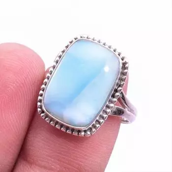 Natural Republic Larimar Gemstone 925 Solid Sterling Silver Gift Ring S.8 b6y88